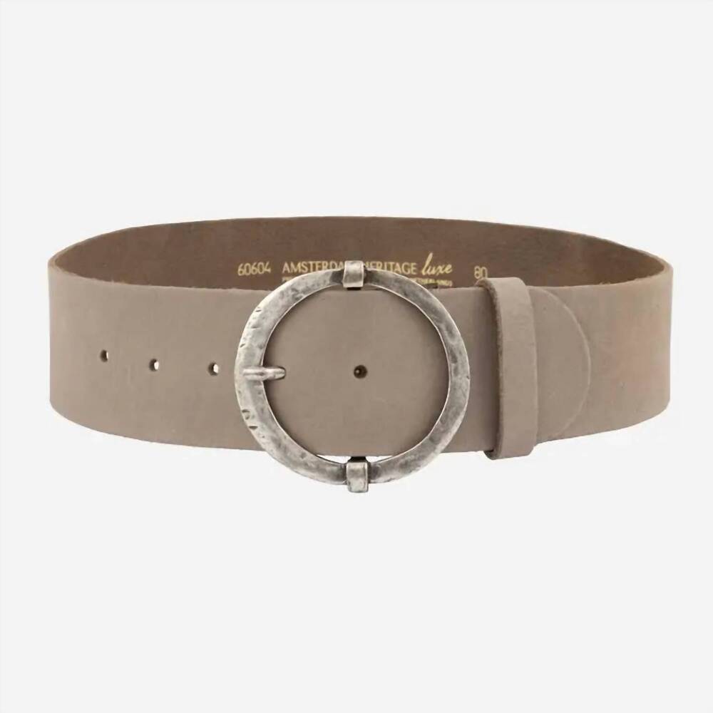 NEW AMSTERDAM HERITAGE women's vintage buckle leather belt in taupe